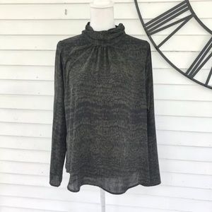 Peyton Jensen high collar green blouse